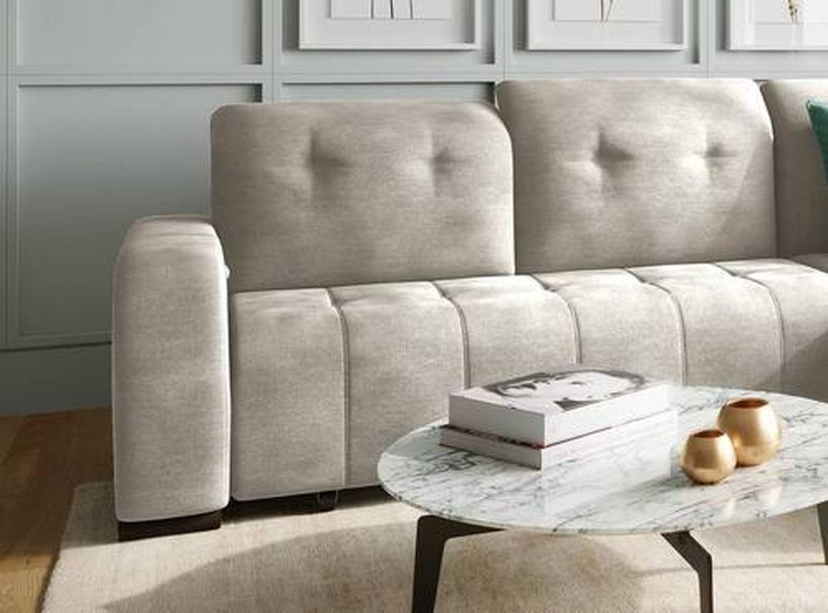 Ecksofa mit Schlaffunktion + Bettkasten Vicari Beige - Beige/Schwarz, MODERN, Textil (185/292cm) - Livetastic