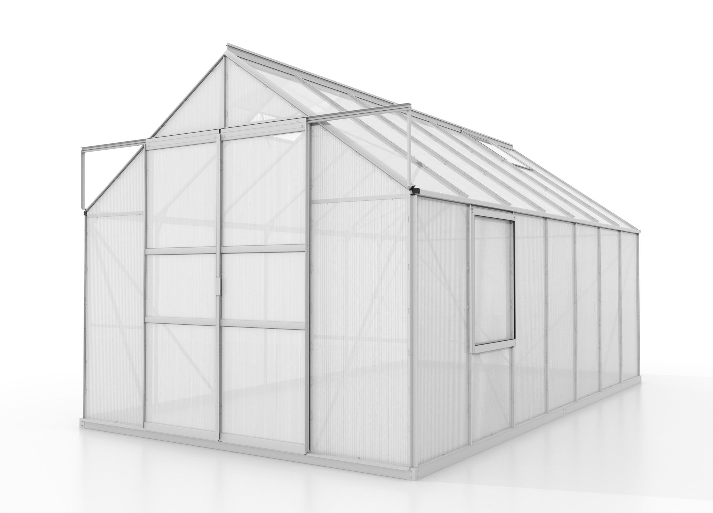 Gewächshausbausatz Meridian 2 11500 11,5 M2 - Alufarben, Basics, Kunststoff/Metall (257/231,8/445cm)