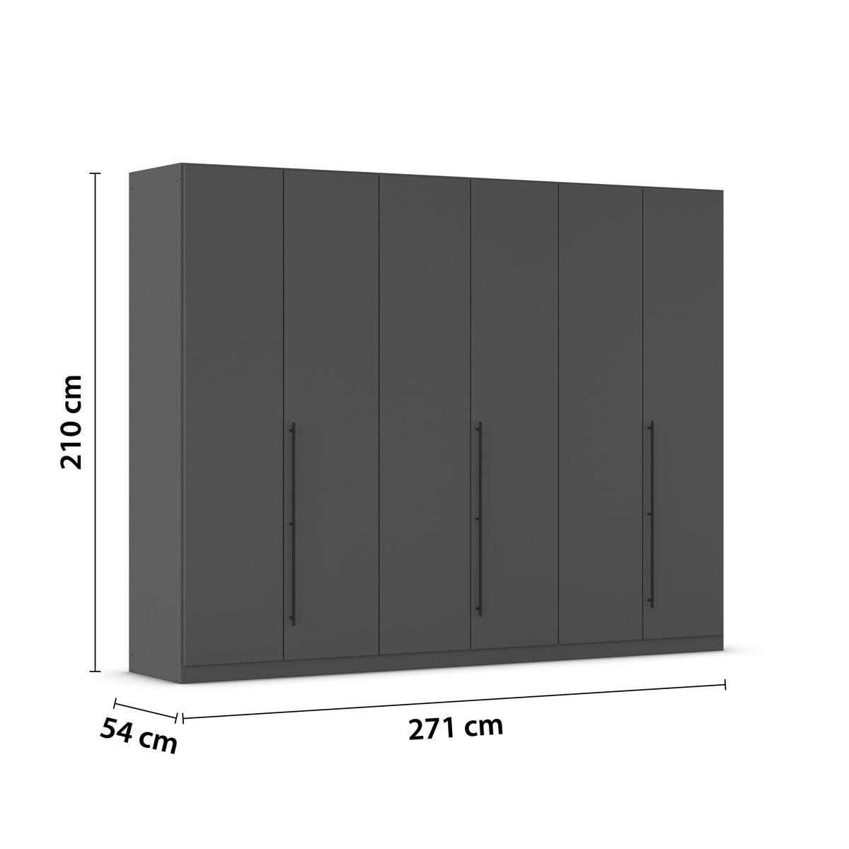 Kleiderschrank Safari B: 271 cm - Grau, KONVENTIONELL, Holzwerkstoff (271/210/54cm)