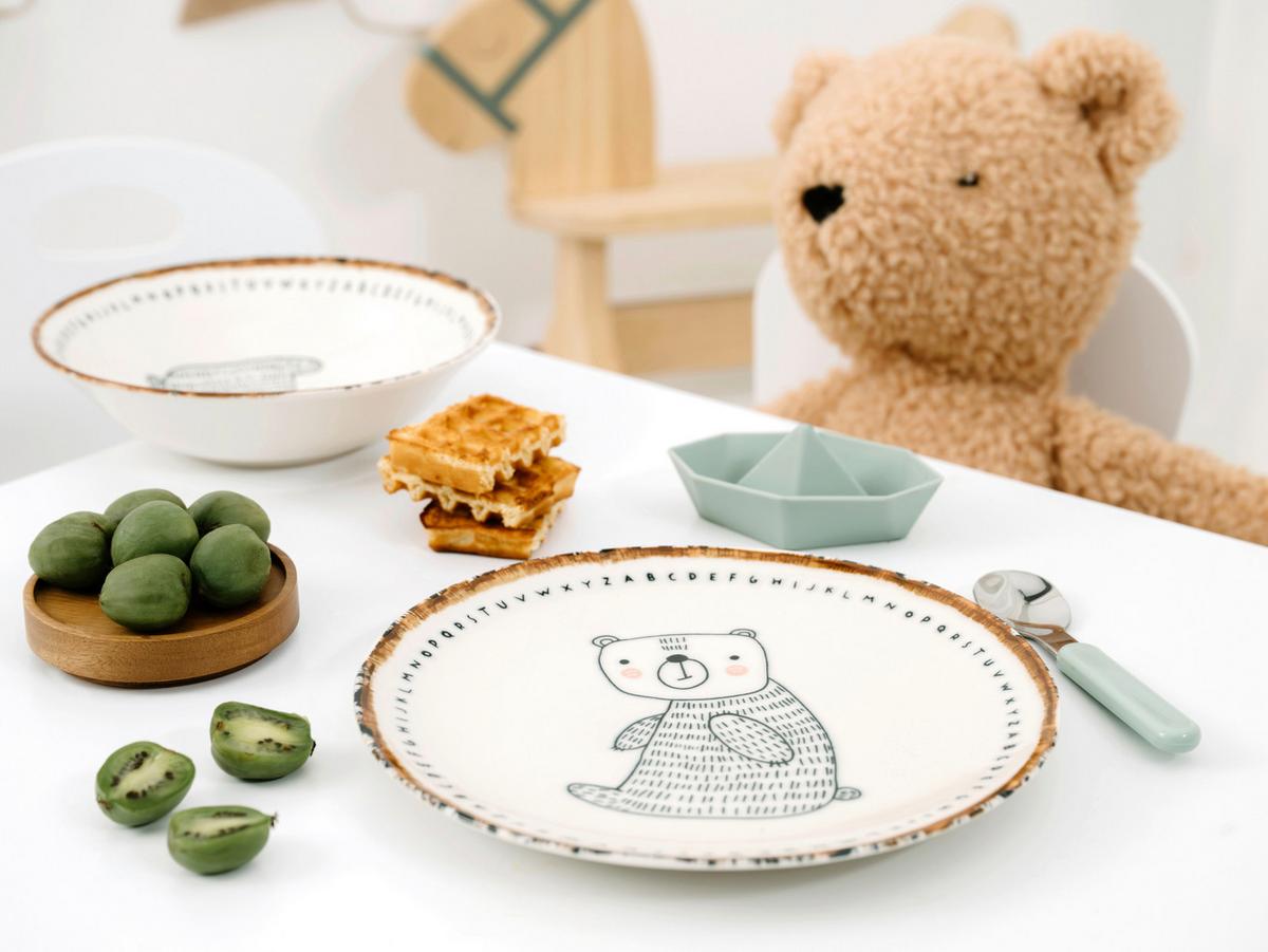 Kindergeschirrset Mutlicolor Steinzeug Bär - Multicolor, Basics, Keramik - Creatable