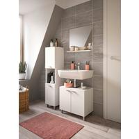 Badezimmer Boston Weiß B: 87 cm - Silberfarben/Weiß, MODERN, Glas/Holzwerkstoff (87cm) - MID.YOU