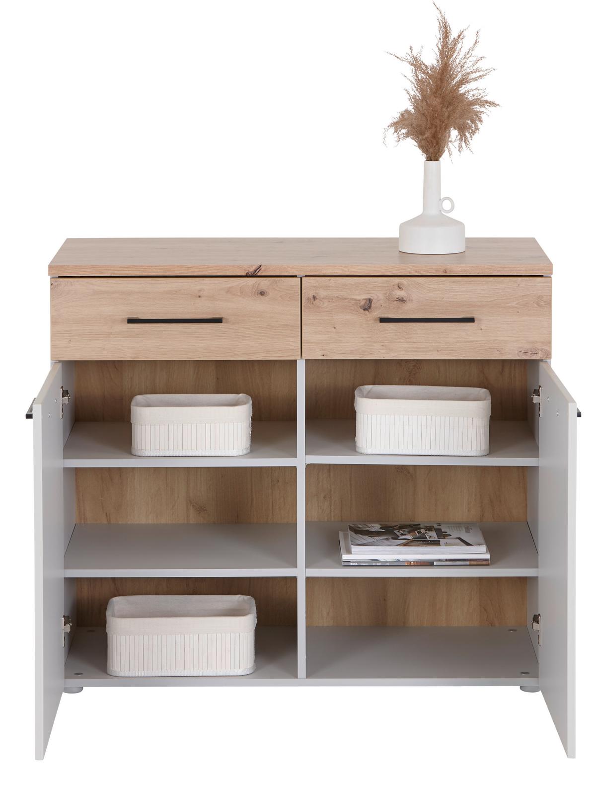 Kommode 100 cm Kontor K11, Eiche Dekor - Eichefarben/Grau, MODERN, Holzwerkstoff (100/87,6/47cm)