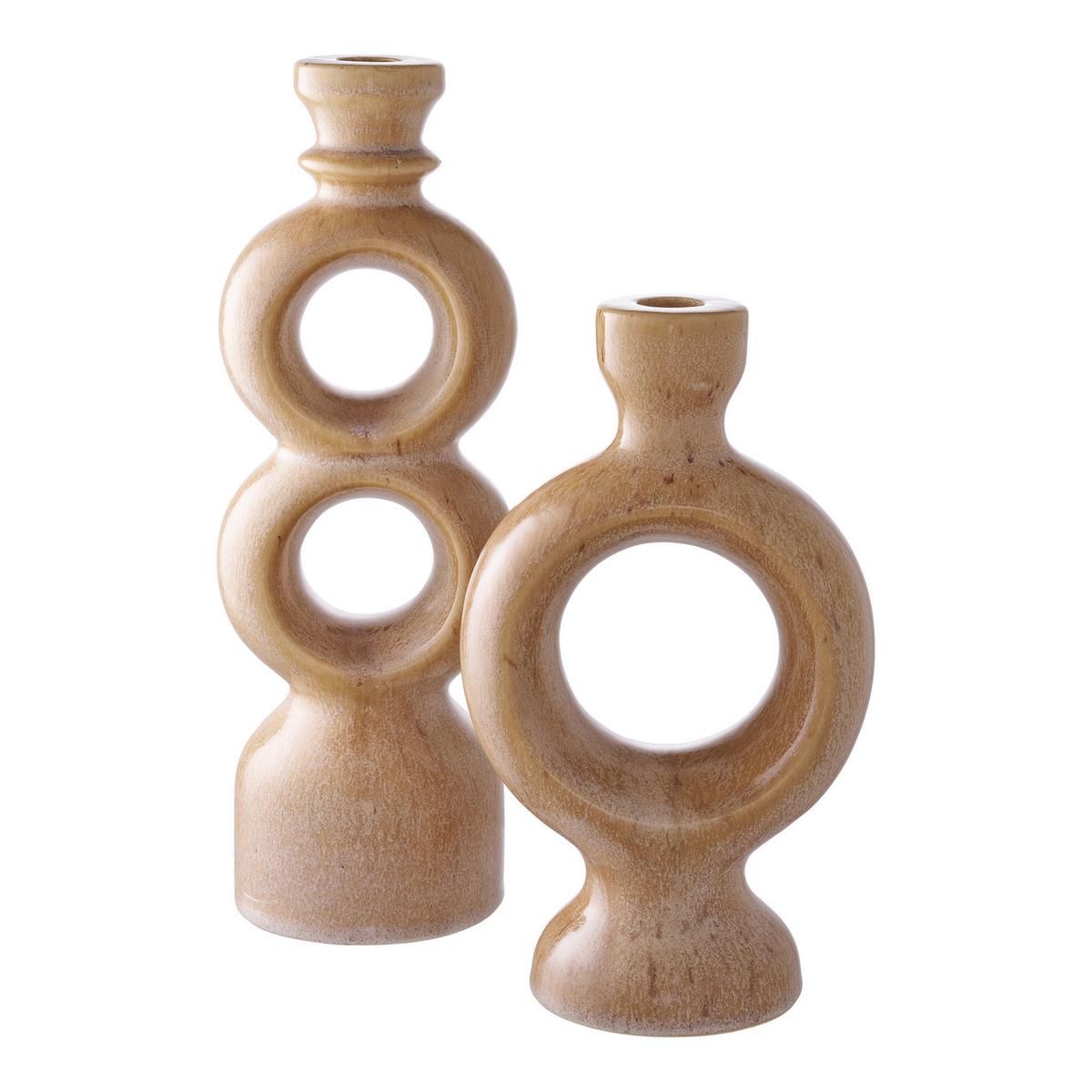 Kerzenhalter Beige/Brown Candle 9,5x30,5x10,7 cm - Beige, Basics, Keramik (9,5/30,5/10,7cm)