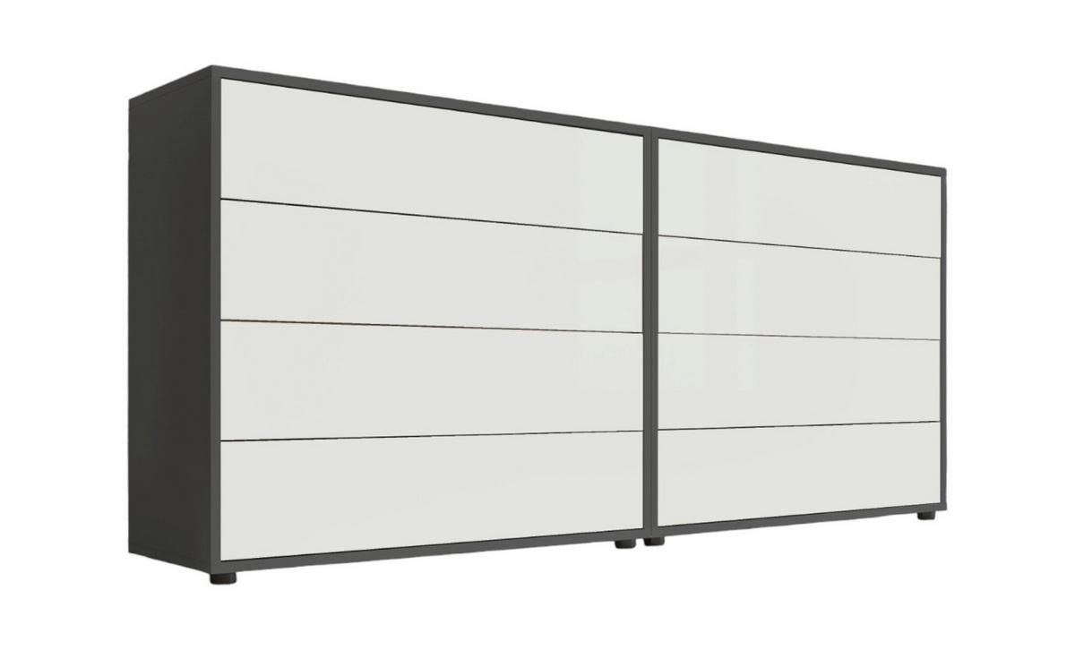 Sideboard Mailand 1 B: 158 Cm Weiß - Weiß Hochglanz/Anthrazit, MODERN, Holzwerkstoff (158/73/33cm) - MID.YOU