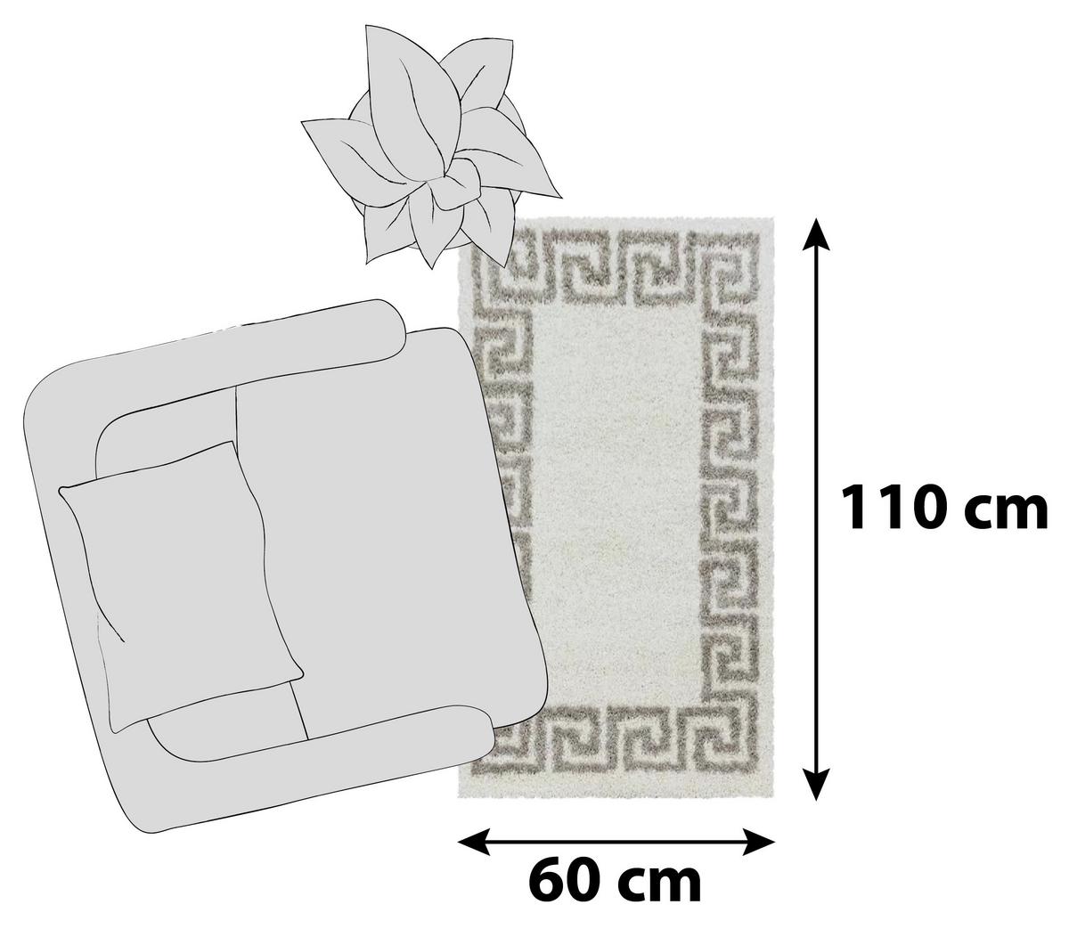 Hochflorteppich Hera Beige/Braun 60x110 cm - Beige, Design, Textil (60/110cm)