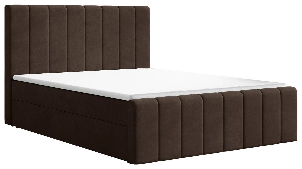 Boxbett Lila mit Topper 140x200 - Dunkelbraun/Schwarz, MODERN, Holz/Kunststoff (140/200cm) - Livetastic