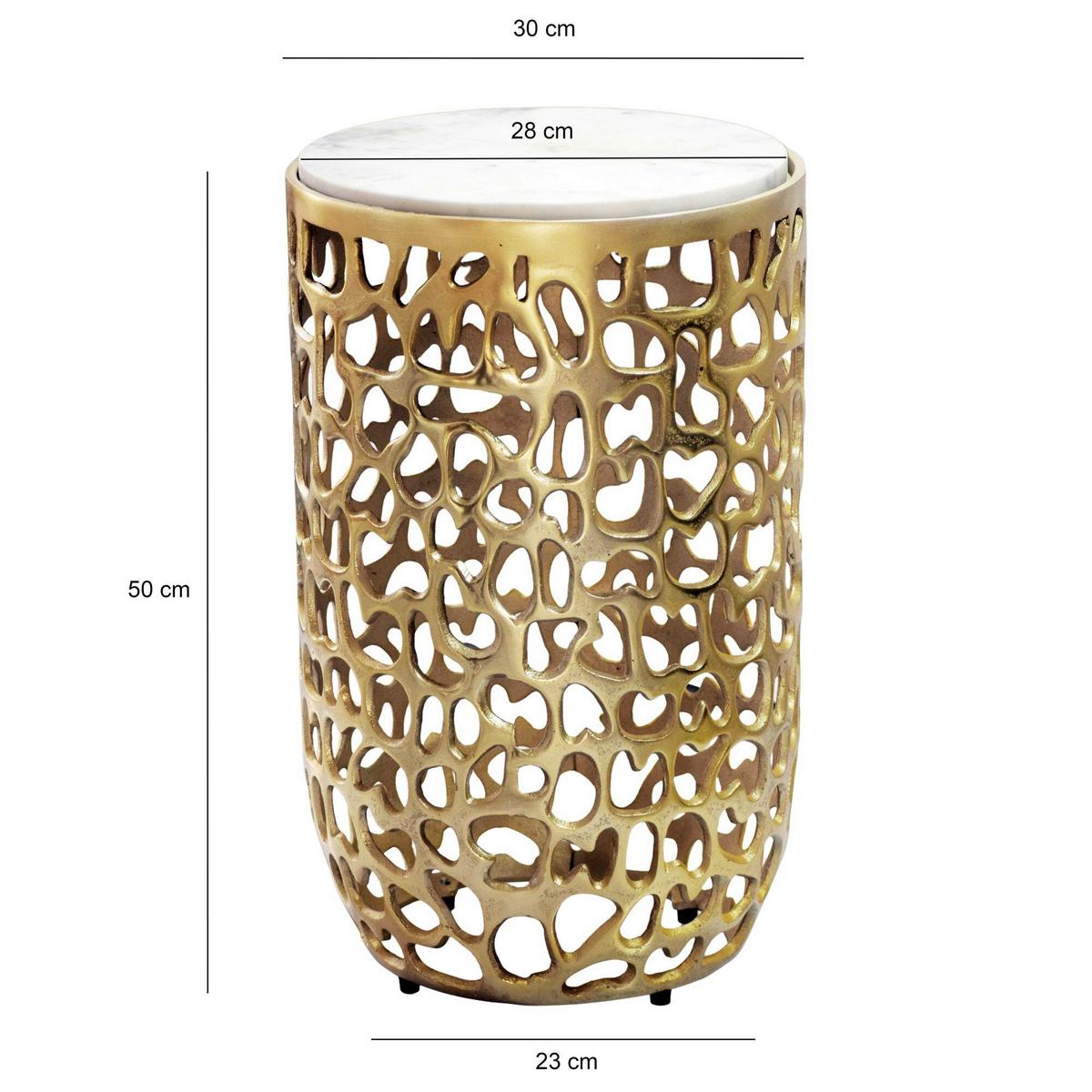 Beistelltisch Goldfarben B: 30 cm - Goldfarben, Design, Stein/Metall (30/50/30cm) - Livetastic