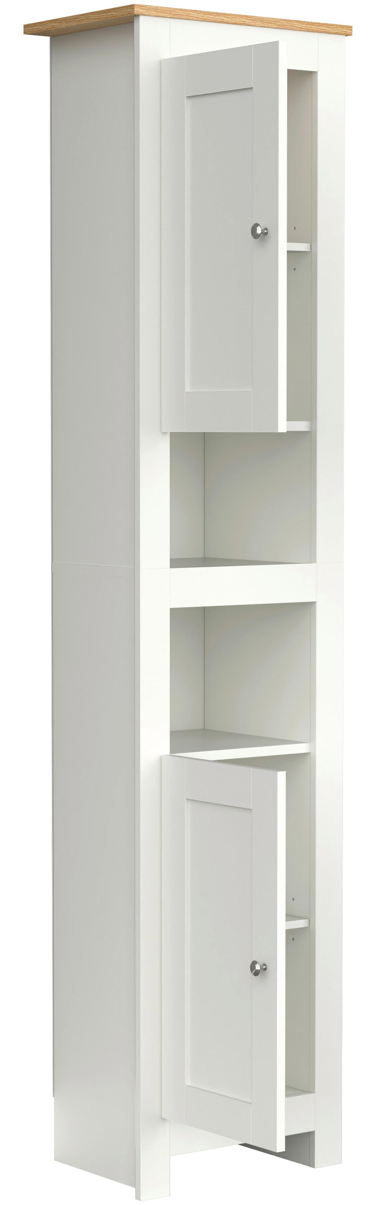 HOCHSCHRANK Balusa Weiß/Eiche Dekor B:42cm - Honigeiche/Eichefarben, MODERN, Holzwerkstoff (42/180/30cm) - MID.YOU