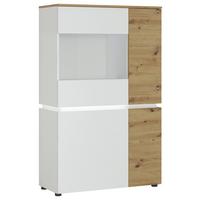 Vitrine Luci Weiß Eiche Artisan/Weiß B: 90,4 cm - Weiß/Eiche Artisan, Trend, Glas/Holzwerkstoff (90,4/146/40cm) - MID.YOU