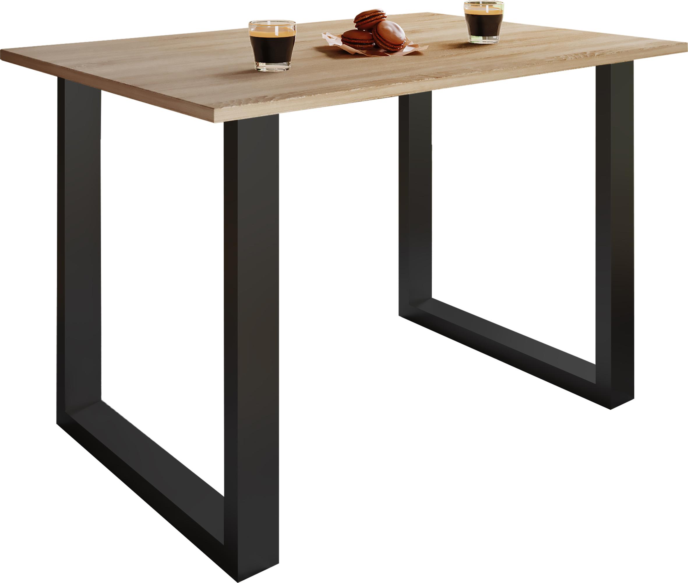 Jedálenský stôl, dub sonoma/čierna - čierna/dub sonoma, Basics, kompozitné drevo (140/50/76cm) - MID.YOU