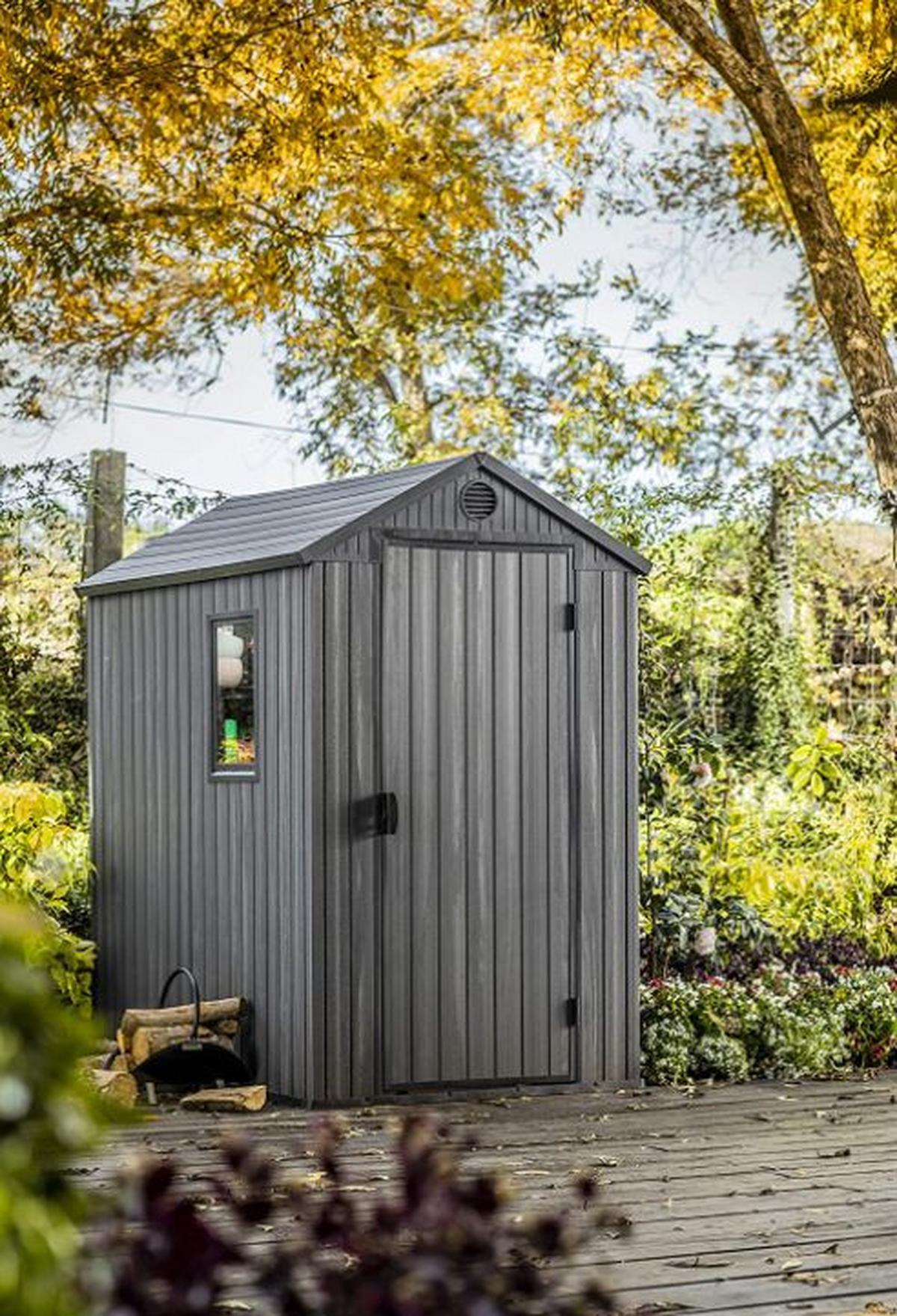 ZAHRADNÍ DOMEK DARWIN  4X6 - tmavě šedá, Moderní, plast (125,8/205/184,5cm)