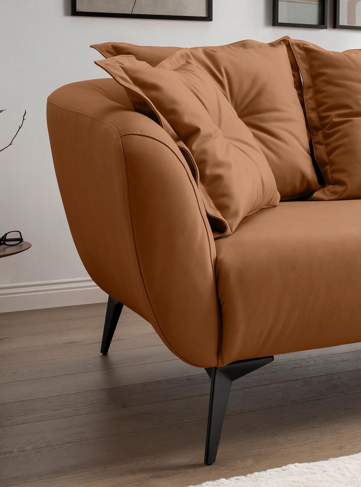 Ecksofa Baggio Cognac S: 277x162 Cm - Cognac/Schwarz, MODERN, Textil (277/162cm) - Livetastic