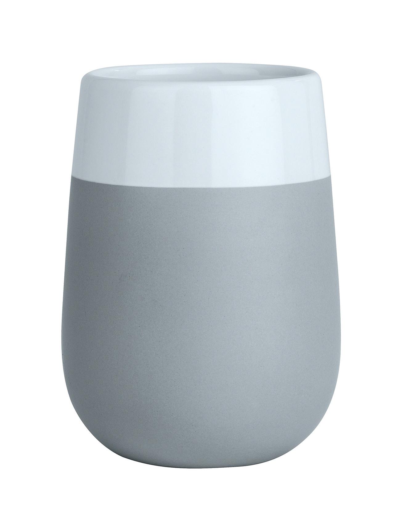 Zahnputzbecher Malta 22050100 - Weiß/Grau, MODERN, Keramik (8/11/8cm) - Wenko