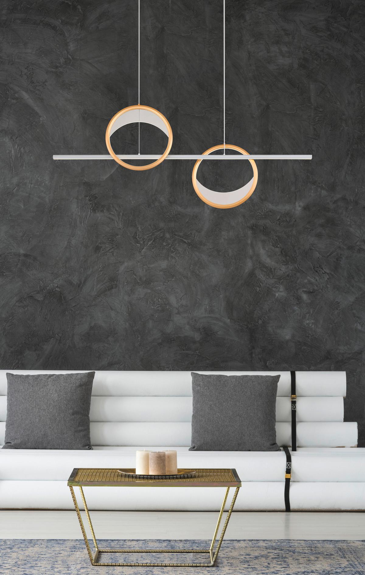 Led Függőlámpa 67333-40h - opál/aranyszínű, Design, műanyag/fém (120,4/10,5/120cm) - Globo