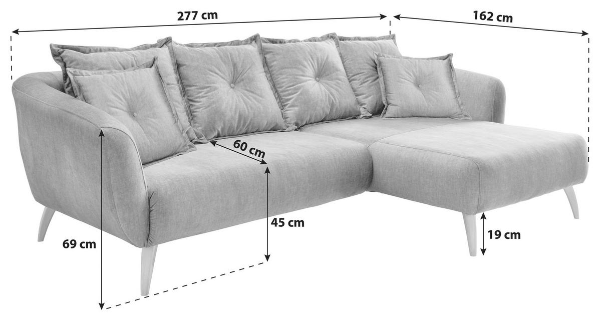 Ecksofa Baggio Koralle S: 277/162 cm - Koralle/Buchefarben, MODERN, Holz/Textil (277/162cm) - Livetastic