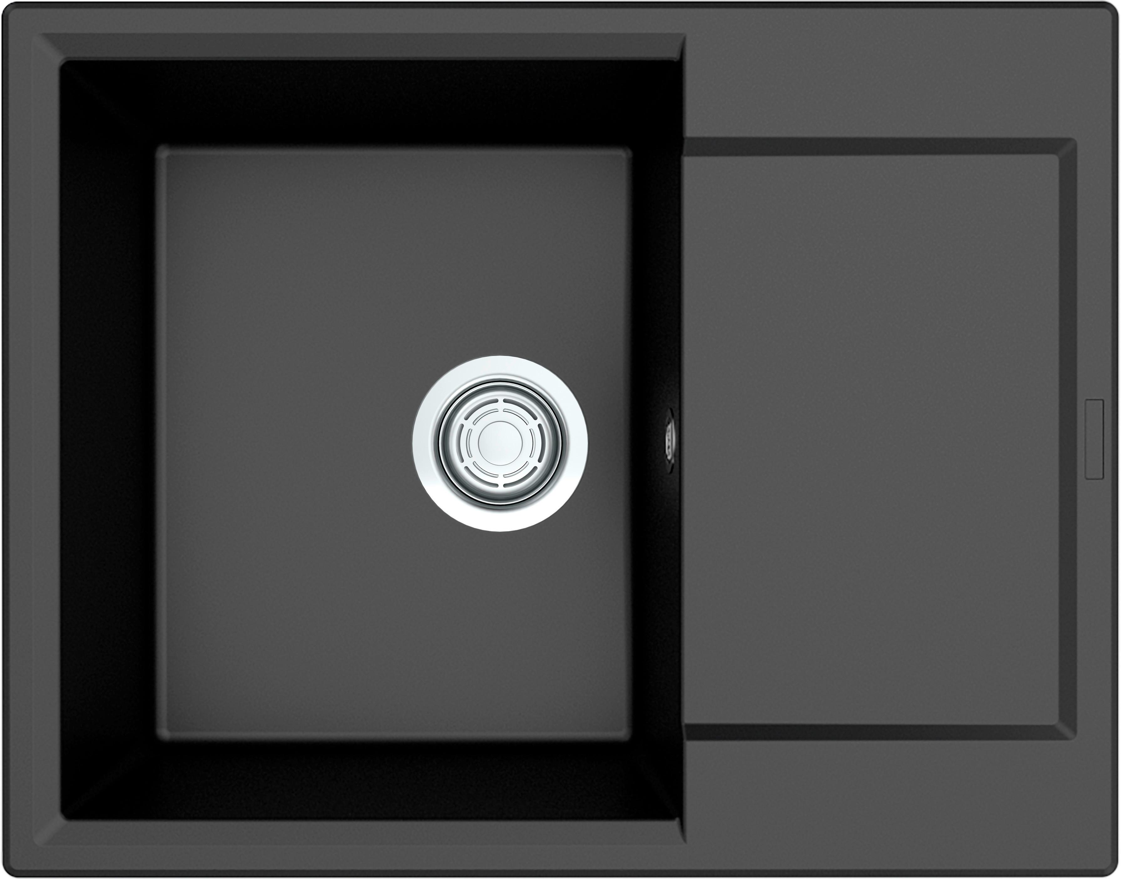 Spüle Juna 500 S - Schwarz, MODERN, Stein (65/20/51cm) - HKT