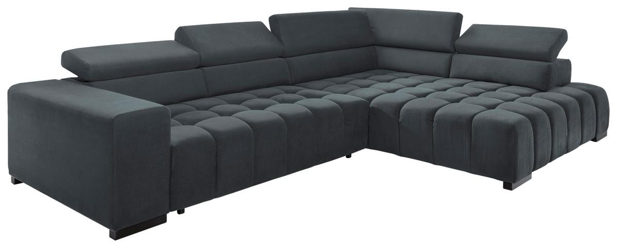 Eckschlafsofa Elias Neu Dunkelgrau S: 307 Cm - Dunkelgrau/Schwarz, Design, Textil (307/201cm) - Livetastic