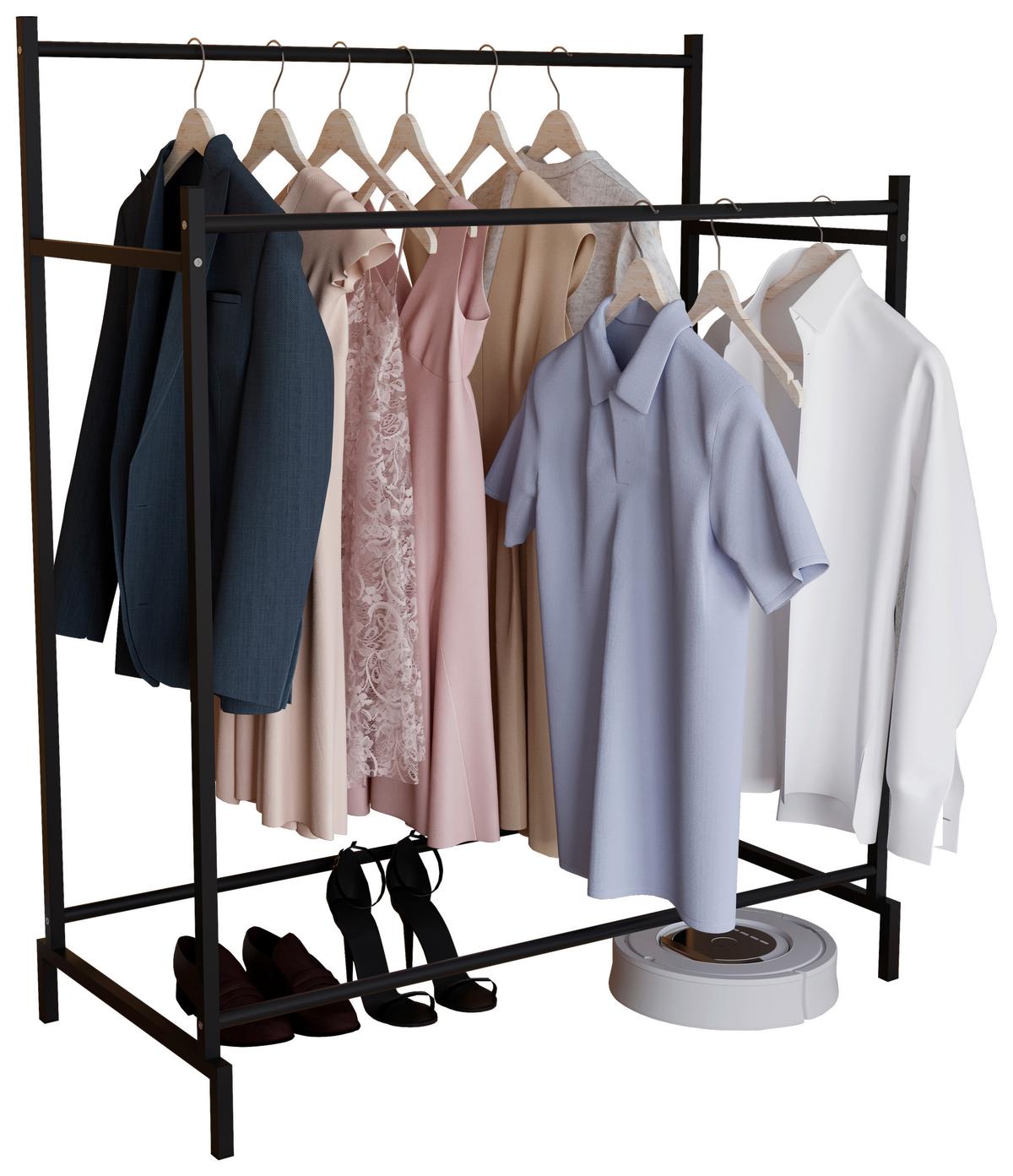 Kleiderständer Labol Schwarz B: 103 Cm - Schwarz, Design, Metall (103/136/52cm) - MID.YOU