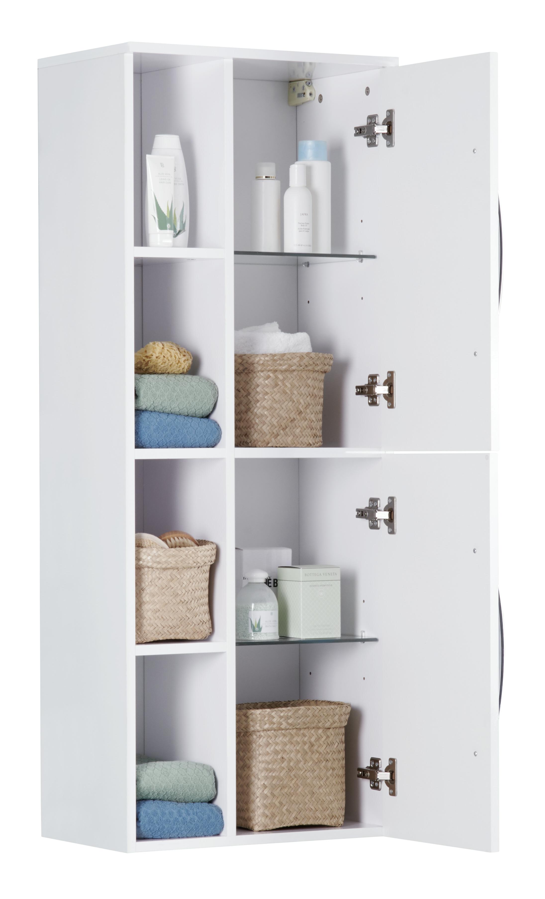 Midischrank mit Türdämpfung Inn, B: 50 cm Weiß - Weiß, MODERN, Holzwerkstoff (50/128/32cm)