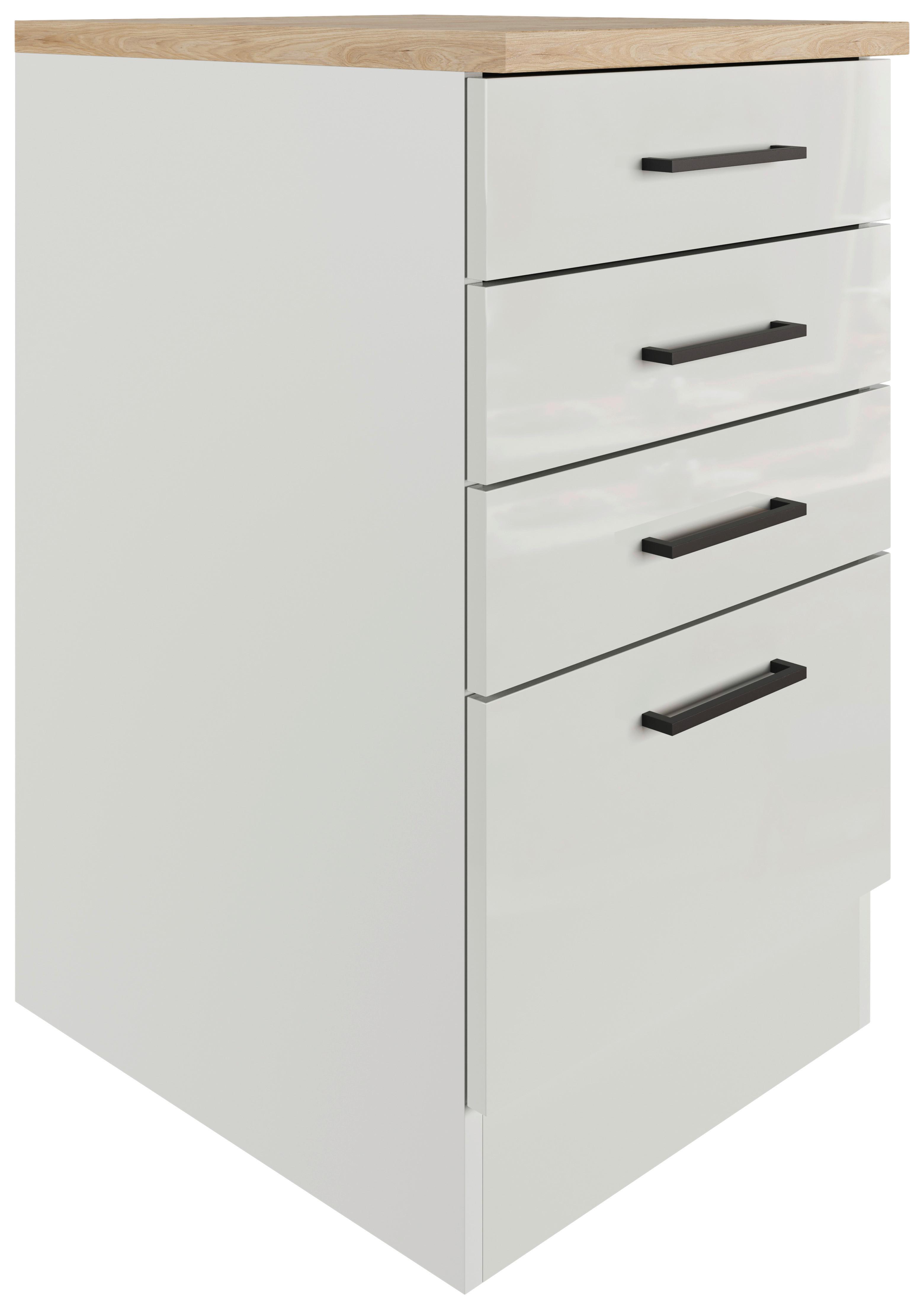 Spodná skrinka so zásuvkami LEVI - čierna/sivá, Modern, kov/kompozitné drevo (50/86/60cm) - FlexWell