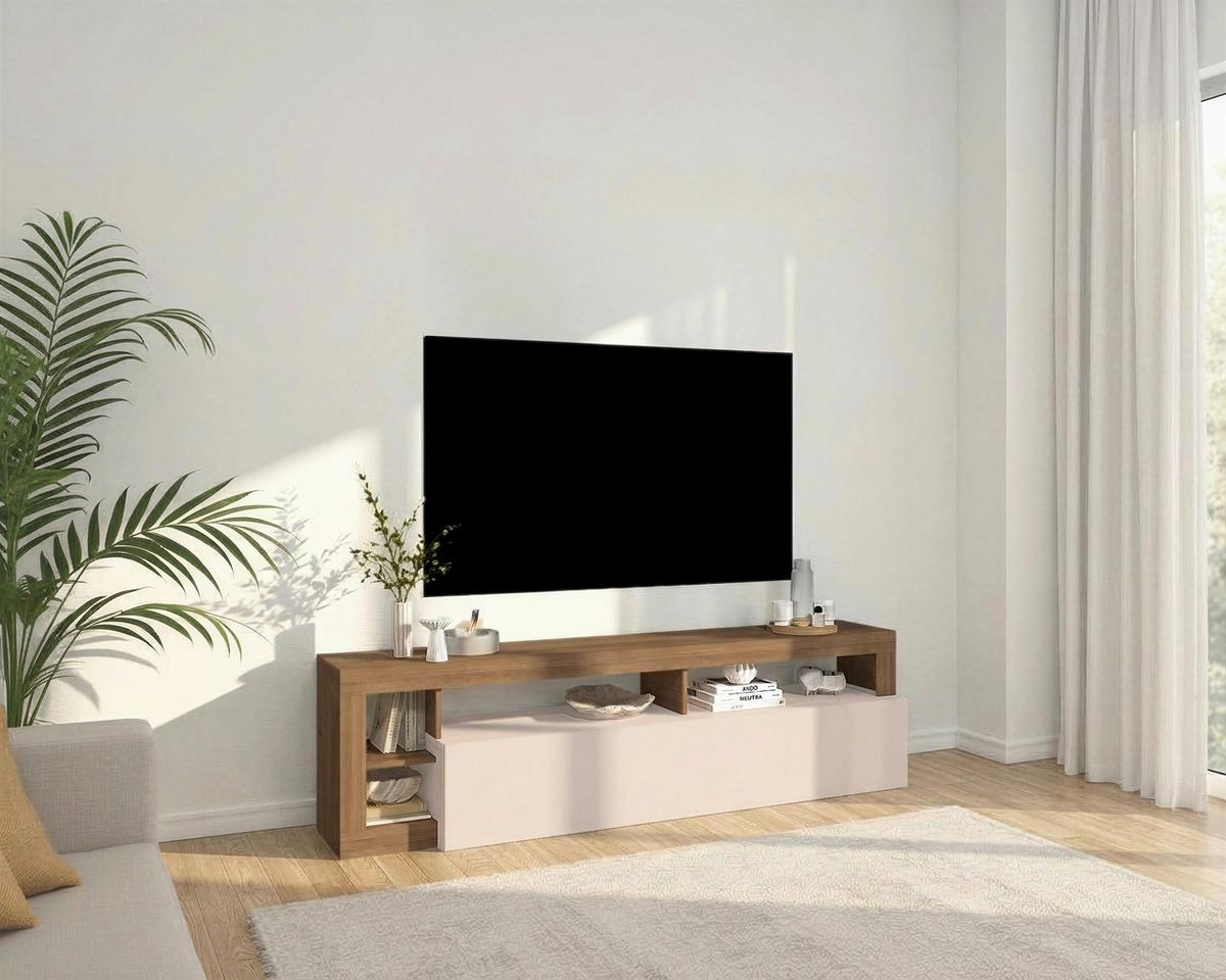 Tv-element Hamburg Eiche Dekor, Kaschmir B: 184cm - Kaschmir/Eichefarben, MODERN, Holzwerkstoff (184/58/42cm)
