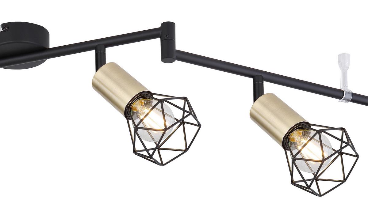 Strahler 6-flammig Verstellbar L: 116 Cm - Messingfarben/Schwarz, Basics, Metall (116/8/22,5cm) - Globo