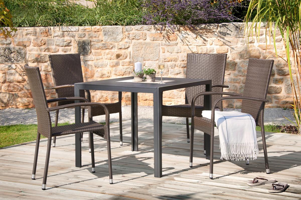 Gartentisch Mila Aluminium Pulverbeschichtet, L 90 Cm - Schwarz, MODERN, Kunststoff/Metall (90cm) - Ondega