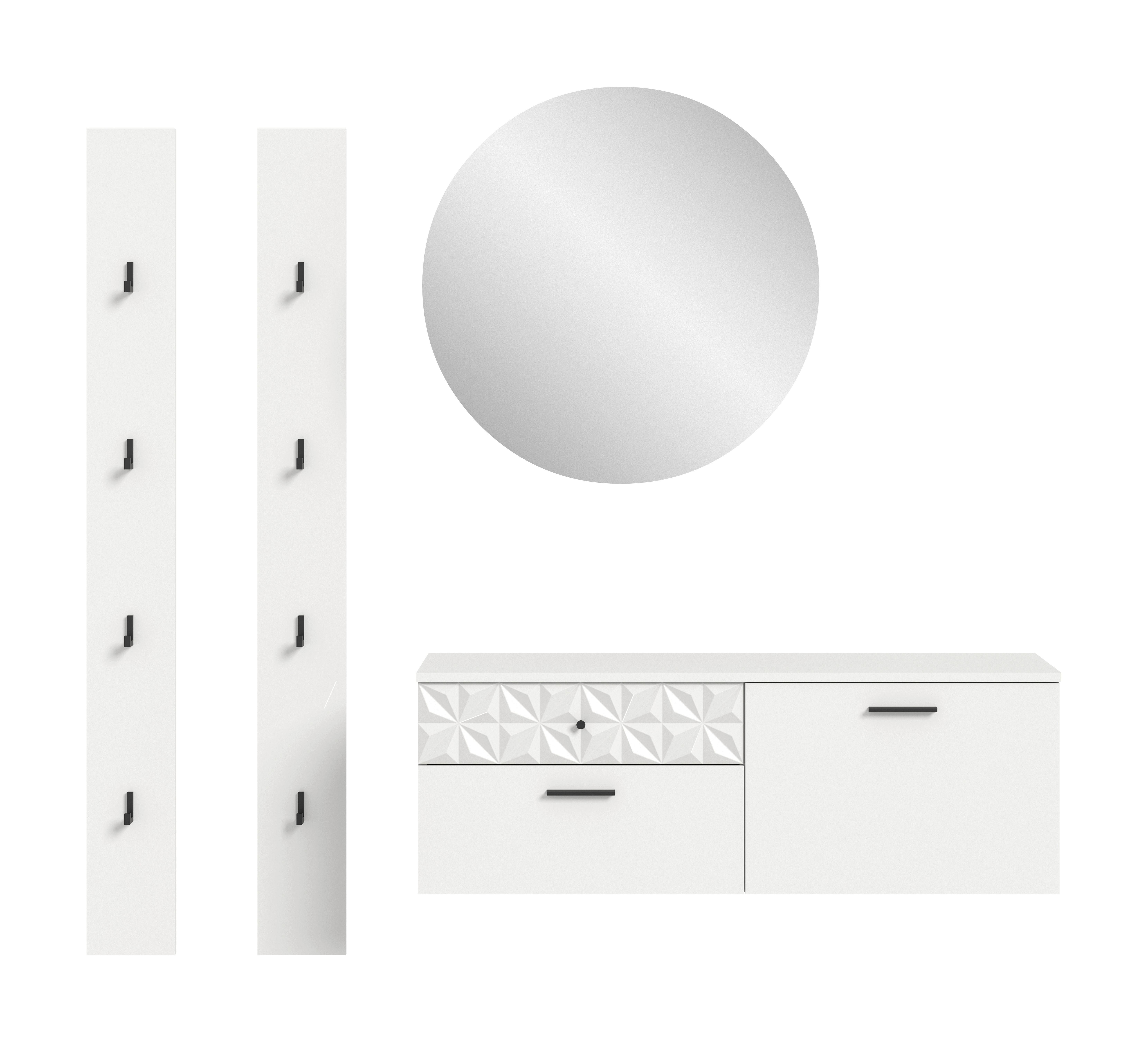 Garderobe Prisma Weiß B: 172 Cm - Weiß, Design, Glas/Holzwerkstoff (172/192/34cm) - MID.YOU