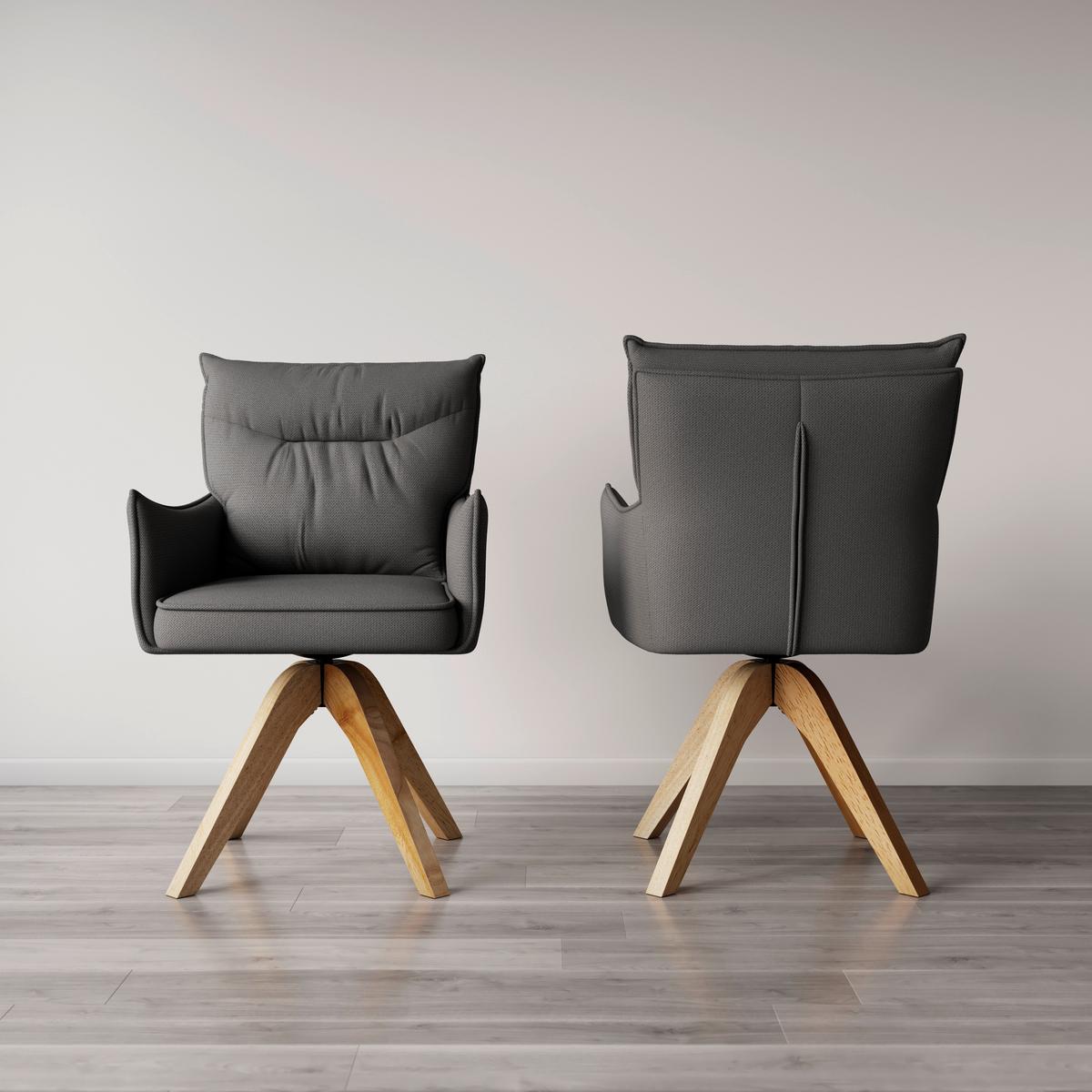 STOLIČKA S PODRÚČKAMI LORELEI - sivá/prírodná farba, Modern, drevo/textil (58/87/63cm) - Bessagi Home