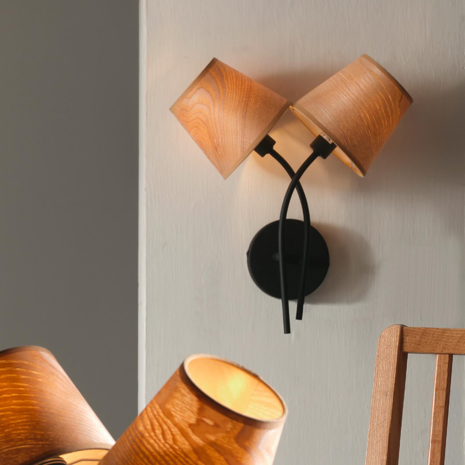 Wandleuchte 5067/Ap2 - Eichefarben/Schwarz, KONVENTIONELL, Textil/Metall (39/20cm)