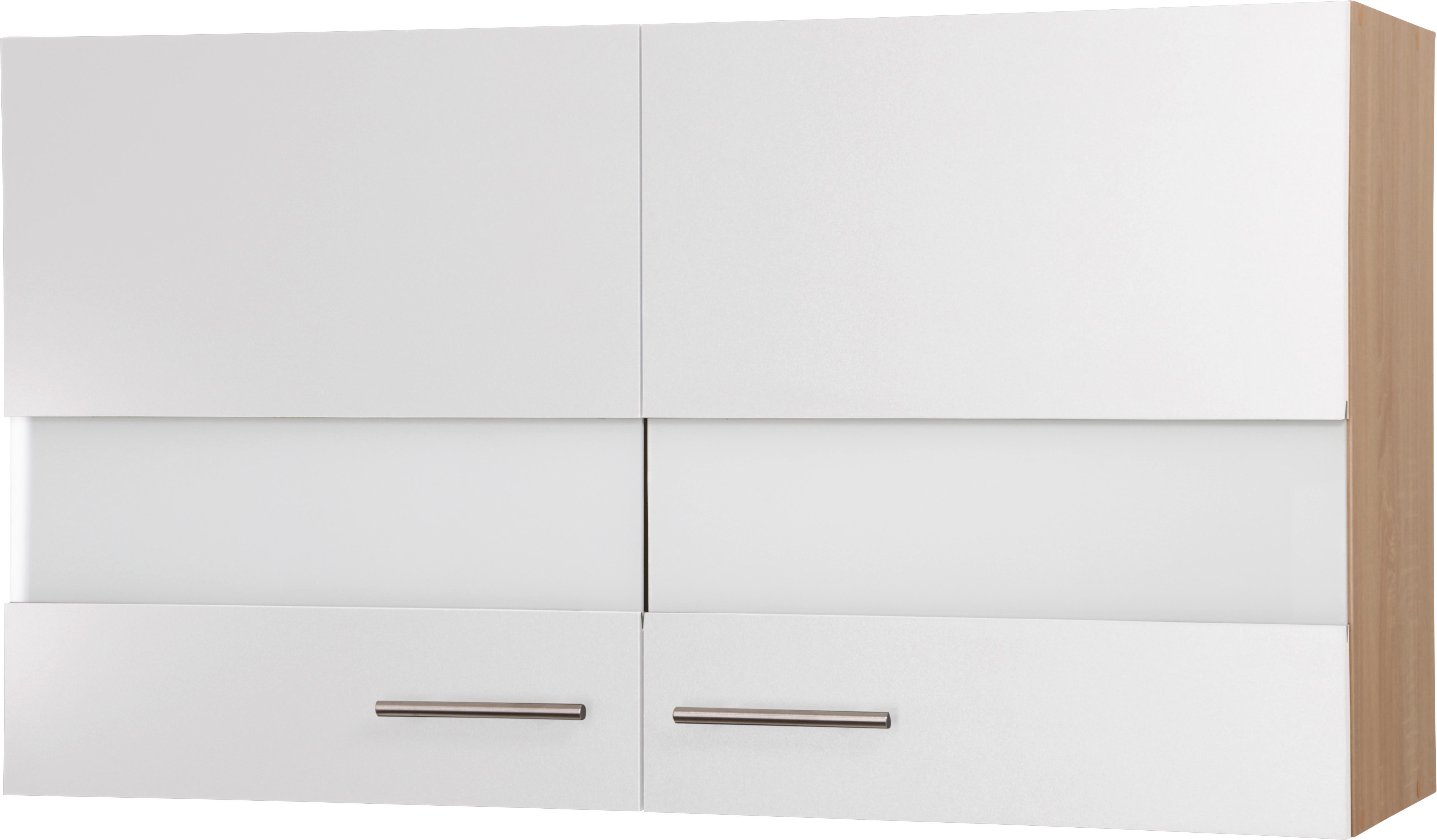 Küchenoberschrank Merle Weiß/Eiche Dekor B:100cm - Eichefarben/Weiß, Basics, Glas/Holzwerkstoff (100/56,1/34,6cm) - Respekta