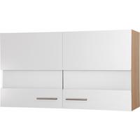 Küchenoberschrank Merle Weiß/Eiche Dekor B:100cm - Eichefarben/Weiß, Basics, Glas/Holzwerkstoff (100/56,1/34,6cm) - Respekta