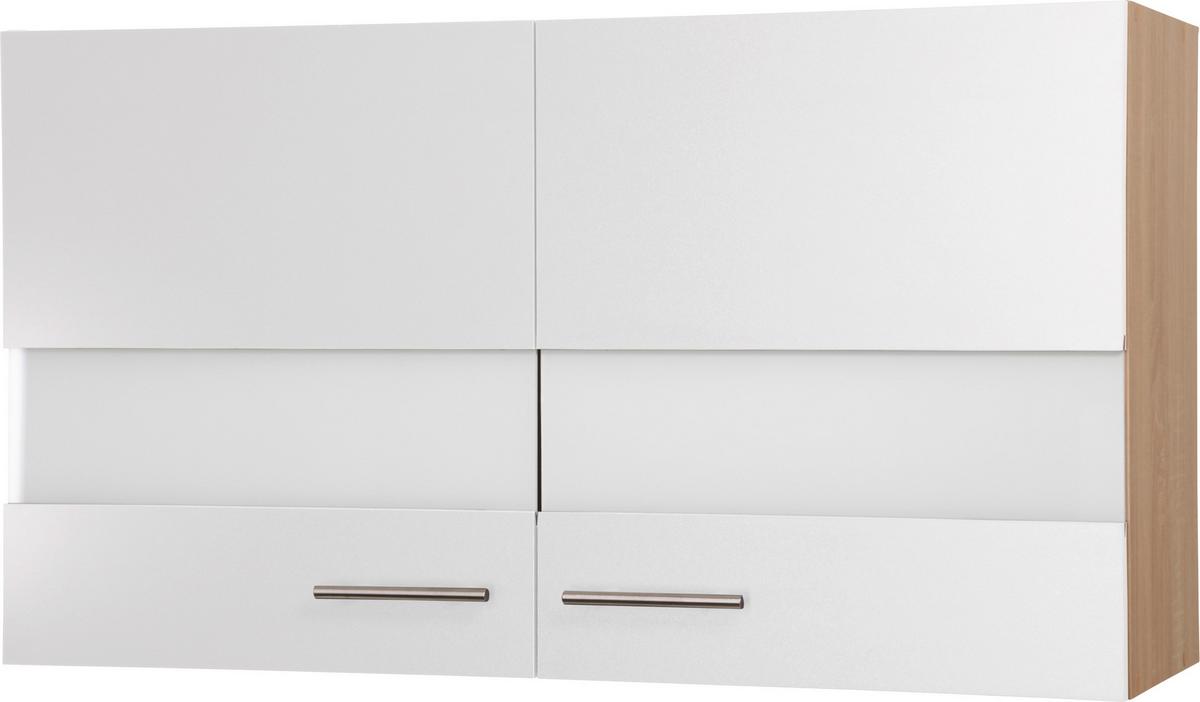 Küchenoberschrank Merle Weiß/Eiche Dekor B:100cm - Eichefarben/Weiß, Basics, Glas/Holzwerkstoff (100/56,1/34,6cm) - Respekta