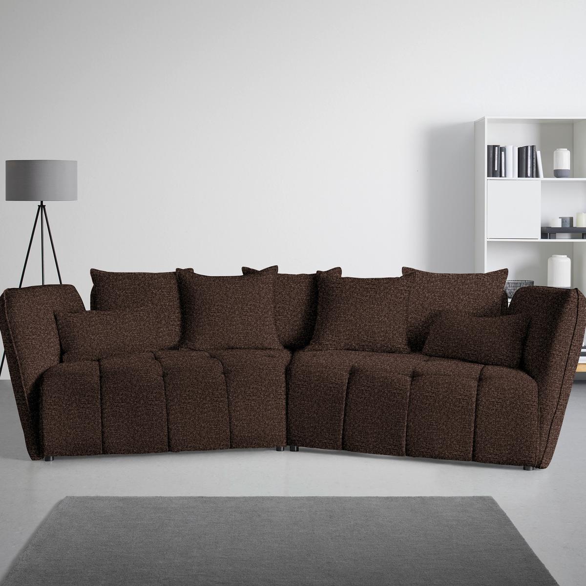 Boxspringová pohovka SOFI, hnedá - hnedá/čierna, Modern, textil (294/93/152cm) - Premium Living