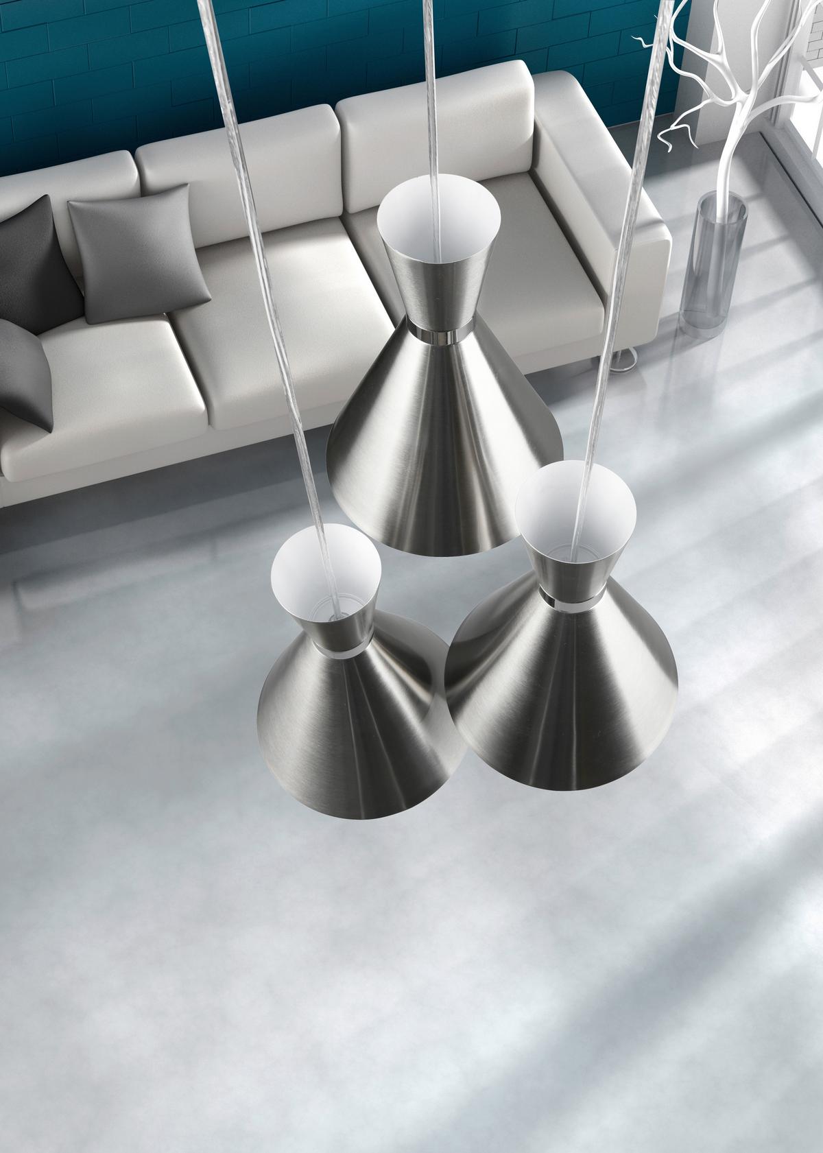 Hängeleuchte Enzo H: 150 Cm 3-Flammig - Chromfarben/Nickelfarben, Basics, Metall (41/150cm)