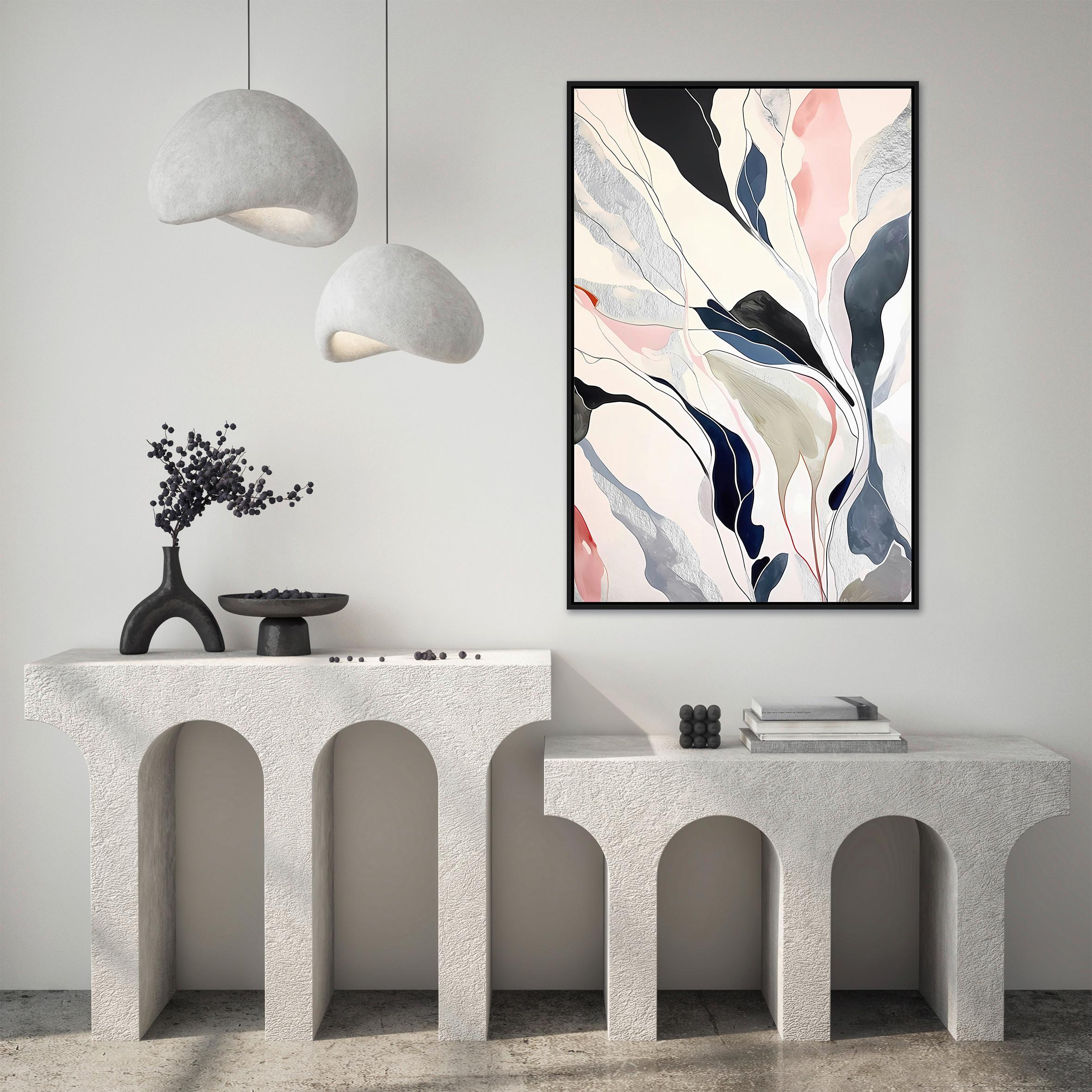 Obraz na plátně LOTTA, 60x90cm - bílá/modrá, Moderní, kompozitní dřevo/textil (60/90cm) - Premium Living