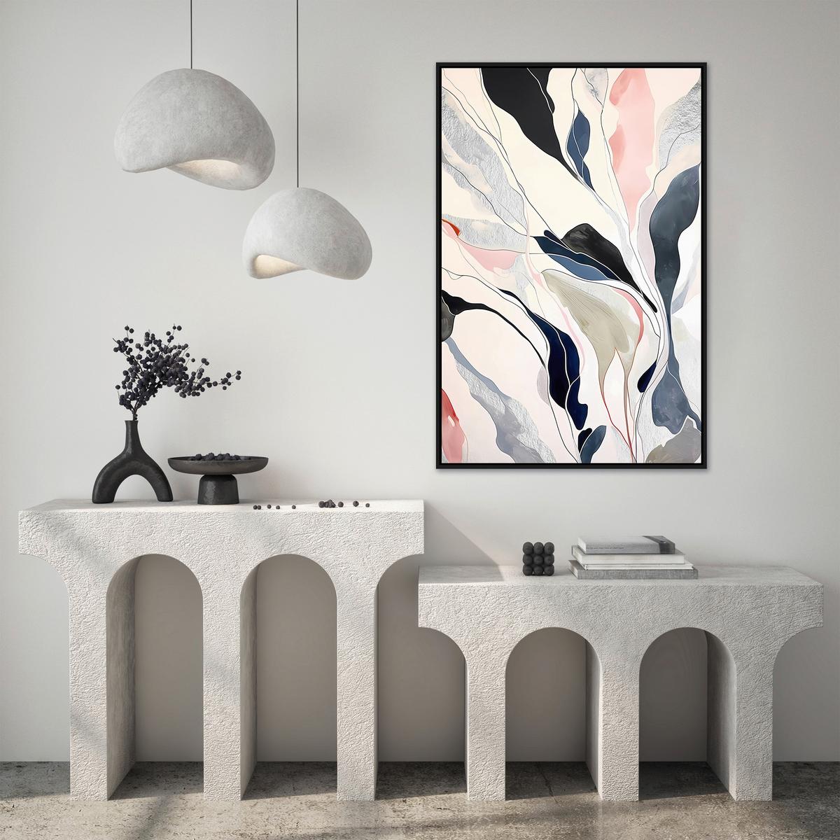 Obraz na plátně LOTTA, 60x90cm - bílá/modrá, Moderní, kompozitní dřevo/textil (60/90cm) - Premium Living