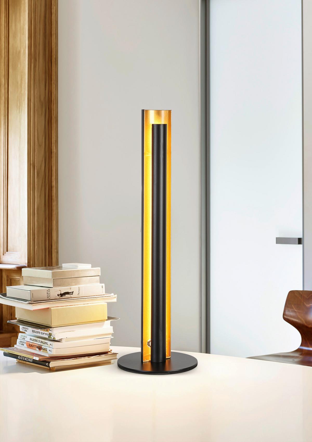Stolná LED lampa GUMO, P/V: 15/47cm - čierna/zlatá, Modern, kov (15/47cm) - Mömax