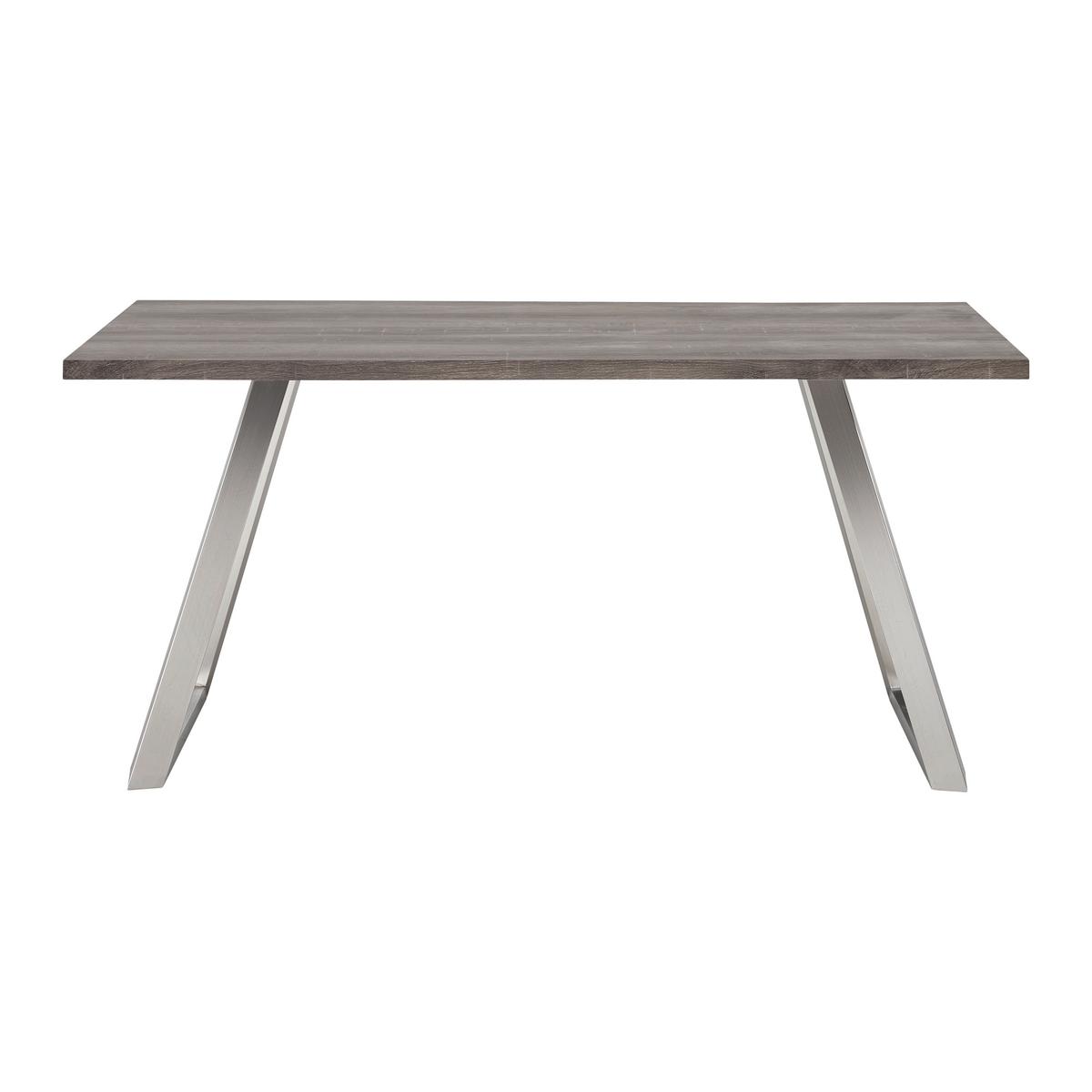Jídelní stůl MELANI dekor ořech 160x90 cm - barvy vlašských ořechů/barvy nerez oceli, Moderní, kov/dřevo (160/90/76cm) - Bessagi Home