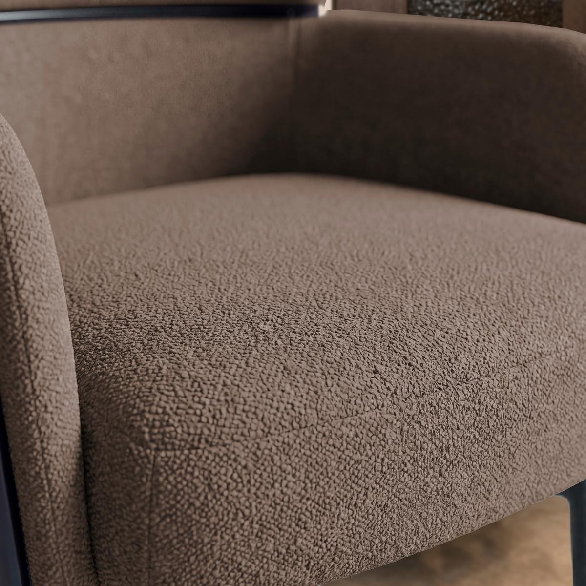Židle s područkami Chloe, hnědé, čalouněné - černá/hnědá, Moderní, kov/textil (62/79/59,5cm) - Bessagi Home
