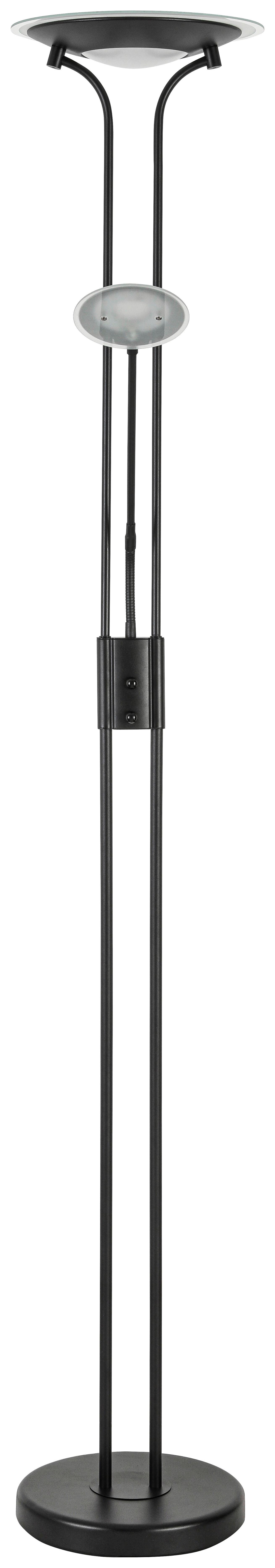 Stehlampe Robert Schwarz mit Leselampe - Schwarz, MODERN, Glas/Kunststoff (30/180cm) - Luca Bessoni