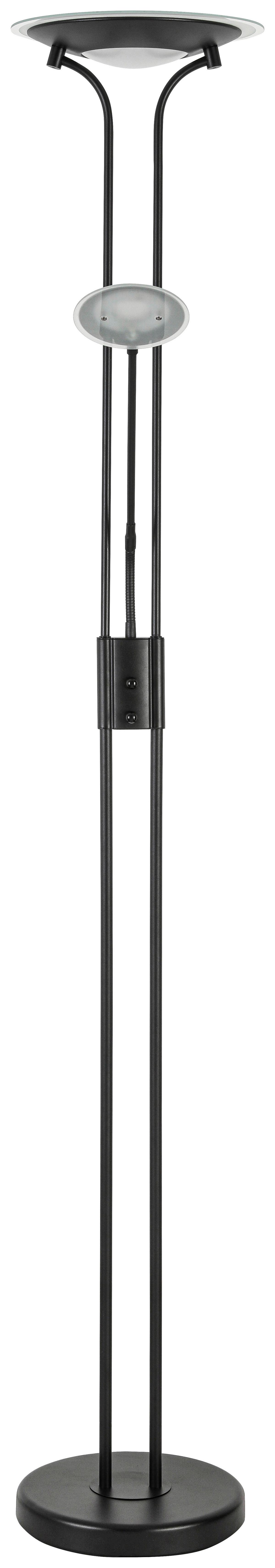Stehlampe Robert Schwarz Mit Leselampe - Schwarz, MODERN, Glas/Kunststoff (30/180cm) - Luca Bessoni