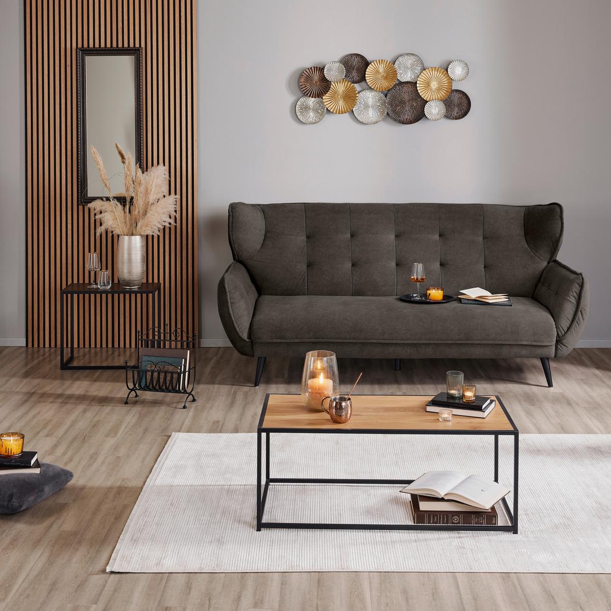Trojmiestna pohovka PESCARA, hnedá - hnedá/čierna, Modern, textil (221/105/98cm)