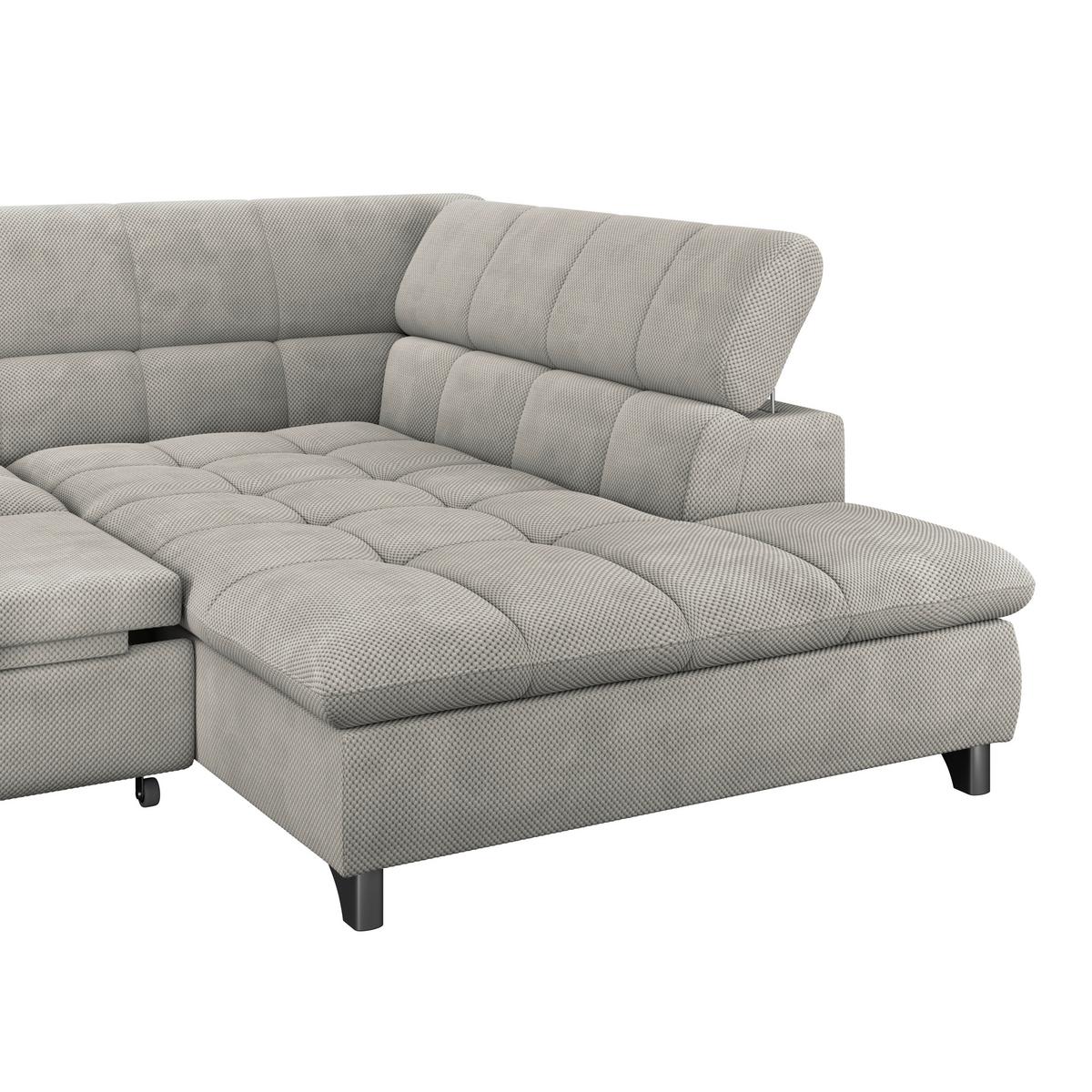 Ecksofa Gemini Dunkelgrau, B: 312 cm - Taupe/Chromfarben, KONVENTIONELL, Textil (312/234cm)