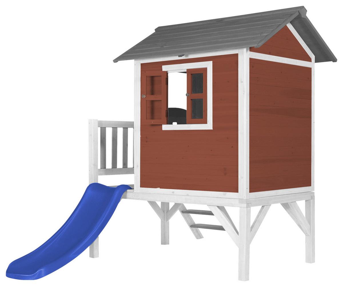 Spielhaus C050.002.35 - Blau/Rot, KONVENTIONELL, Holz/Kunststoff (240/189/167cm) - Ambia Garden
