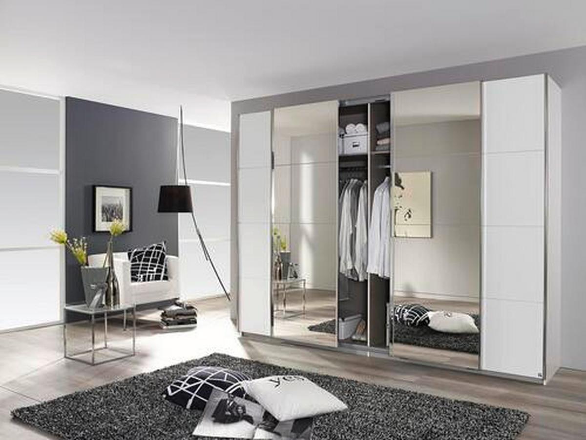 Šatní skříň se zrcadlem Bensheim bílá - bílá, Konvenční, kompozitní dřevo (270/230/62cm)