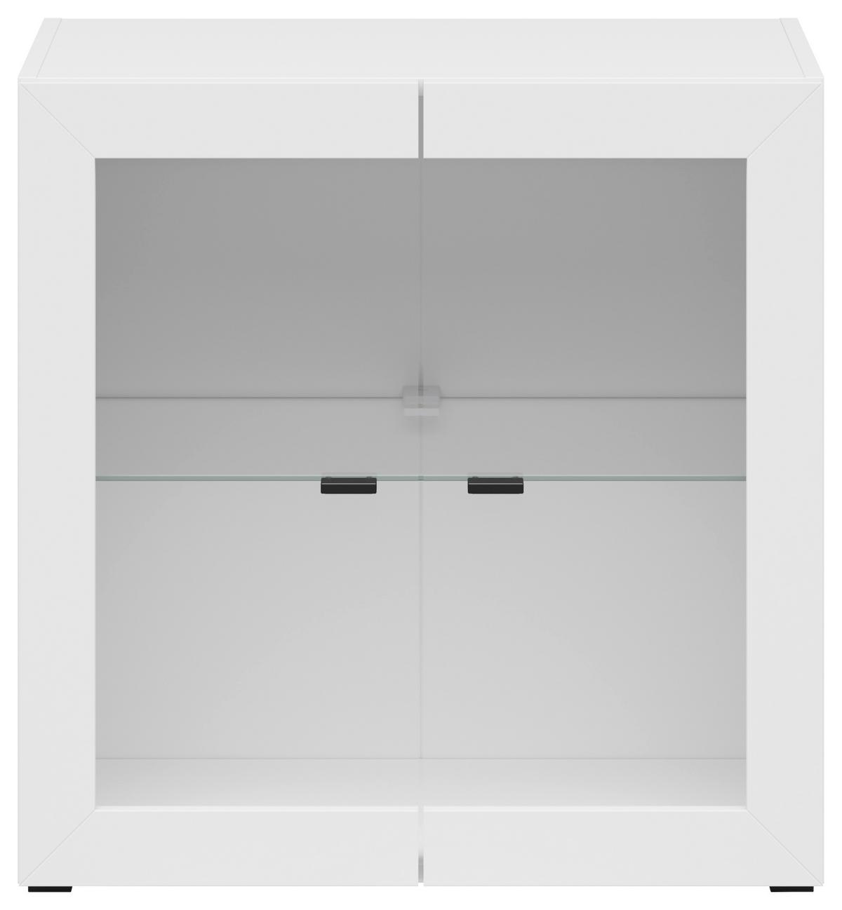 Vitrine 2 Türen, B: 64 Cm Sixty-Four, Weiß - Schwarz/Weiß, Trend, Glas/Holzwerkstoff (64/64/35cm)