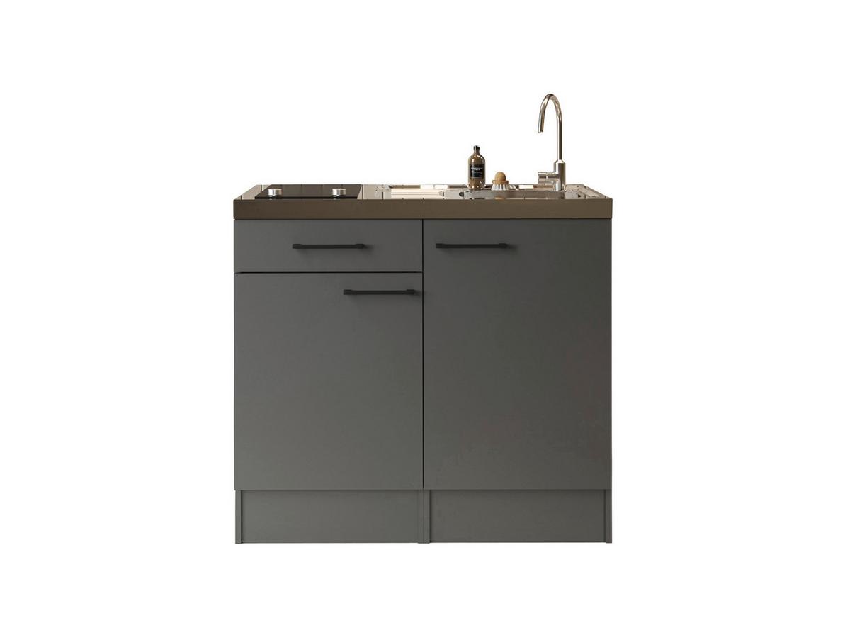MINIKÜCHE Oliver, Grau B: 100 cm - Grau, Trend, Holzwerkstoff (100cm) - Respekta