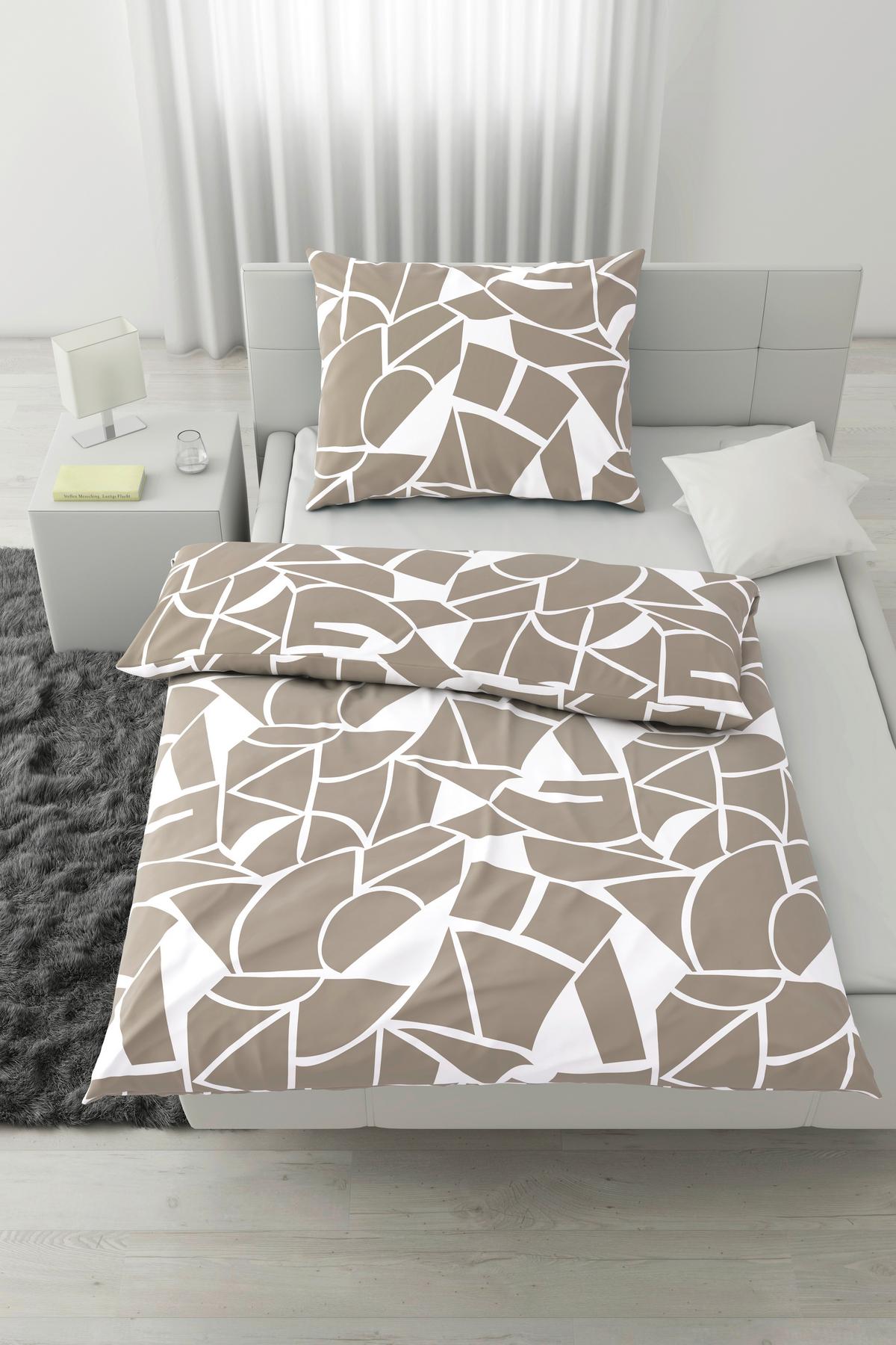 Povlečení Axel, 70/90 140/200cm - bílá/béžová, Moderní, textil (140/200cm) - Mömax