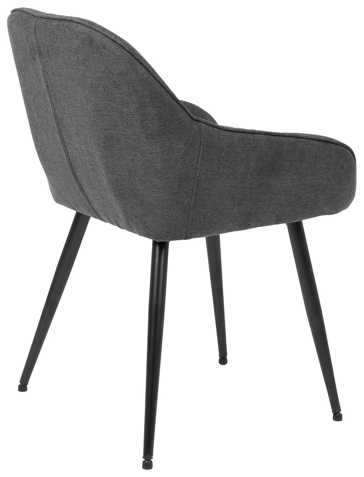 Armlehnstuhl Ancona Webstoff Grau B: 55cm - Schwarz/Grau, ROMANTIK / LANDHAUS, Textil/Metall (55/80/61cm) - Livetastic